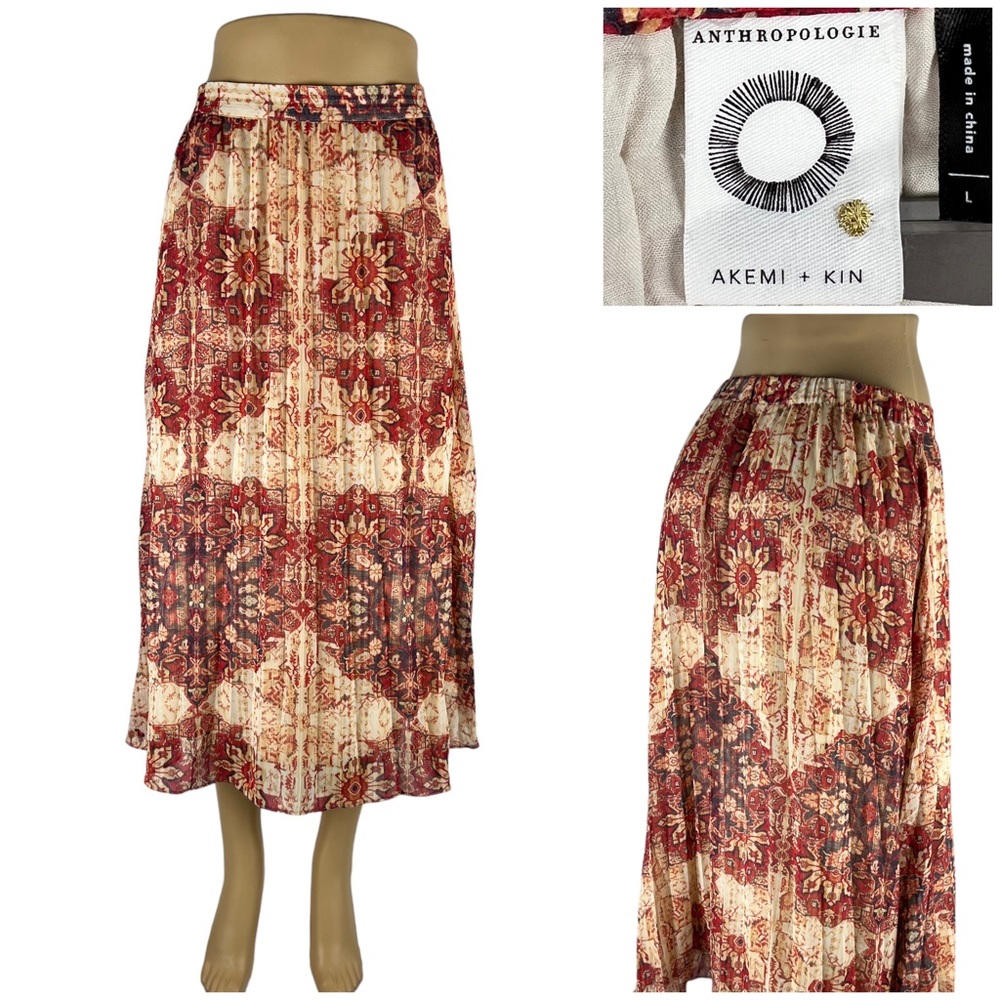 Anthropologie Akemi + Kin Womens Large Skirt Laurel Canyon Luna Printed Midi EUC
